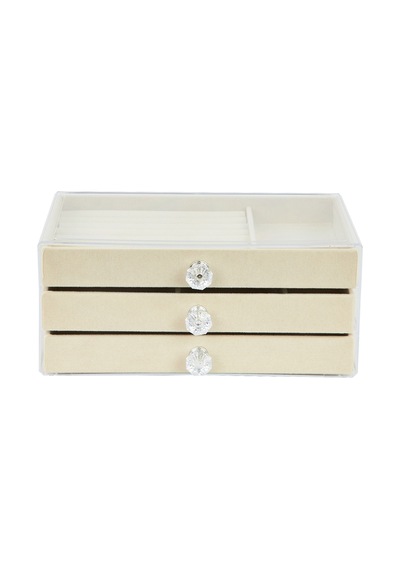 Modern 3 Çekmeceli Takı Mücevher Kutusu Organizer Düzenleyici Beyaz