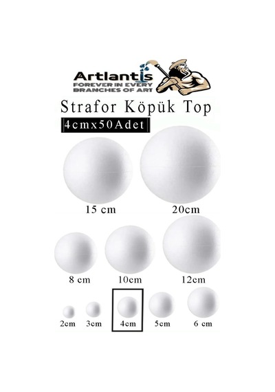 Strafor Köpük Top 4 Cm 50 Adet Köpük Top Küre Toplar Yuvarlak Strafor Köpük Top Okul Deney Hobi Sanat