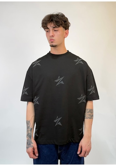 Zaee Star Baskılı Oversize Tişört Çok Renkli