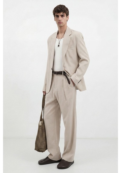 Antioch Modal Karışımlı Relaxed Blazer Ceket Taş