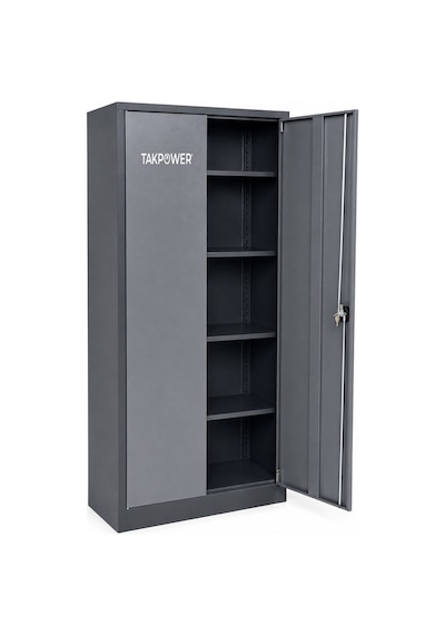 Takpower 2 Kapaklı Metal Dolap - 198 Lik Dosya Dolabı Antrasit Gri