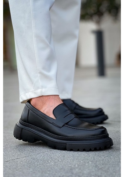 Roof Atelier Erkek Siyah Kalın Taban Loafer Ayakkabı - 2417 - Fst Siyah