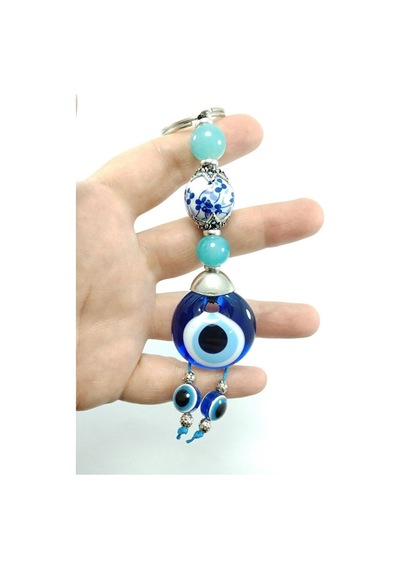 Nazar Boncuğu Anahtarlık / Araba Dikiz Ayna Süsü El Yapımı Cam Kü