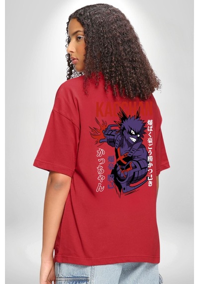 Kasuki Bakugo Anime Kırmızı Oversize Unisex Ön Ve Sırt Baskılı Tişört Kırmızı Kasuki Bakugo Anime Kırmızı Oversize Unisex Ön Ve Sırt Baskılı Tişört Kırmızı