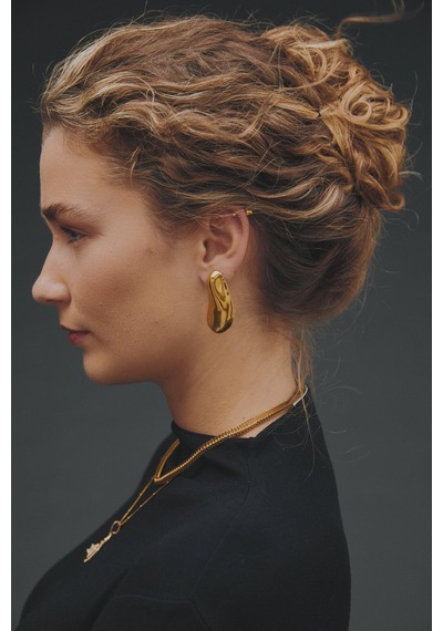 Oval Parlak Küpe Gold