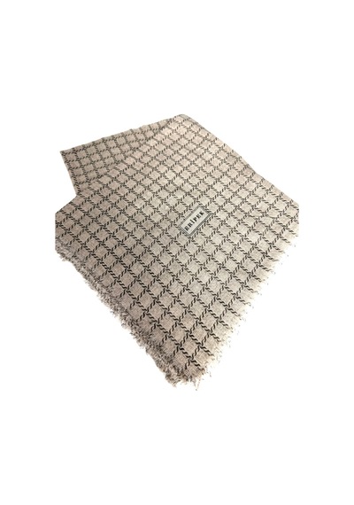 Eripek Desenli Flamalı Keten Eşarp- 06112 Vizon