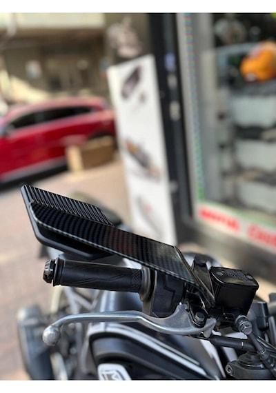 Ayna Karbon Görünümlü, Gidondan Bağlantılı Yarasa Kanat Ayna Moto