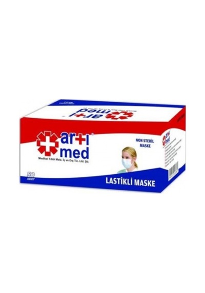 Artımed Lastikli Maske 3 Katlı 50 Adet Çok Renkli