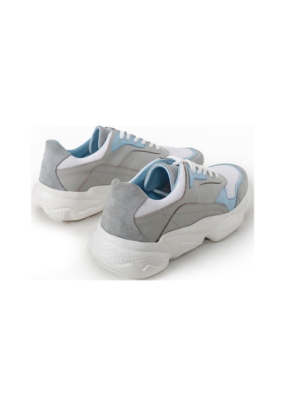 Fenıx Mavi Gri Beyaz Sneaker Erkek Deri Ayakkabı 001