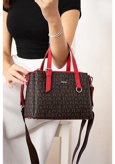 Just Polo Kadın Kabartma Desenli Lüks Omuz Çantası Shoulder Bag Kırmızı