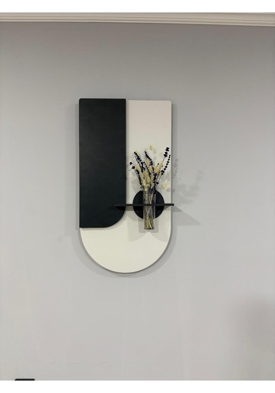 Lavanta Ahşap Pilli Ledli İskandinav Tarzı Salon Duvar Rafı Modern Çiçeklik 40 X 75 Cm Paris Grisi - Antrasit