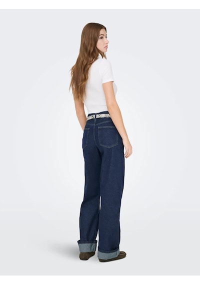 Only Onlella Mw Wide Foldup Kadın Denim Pantolon 15368956 Mavi