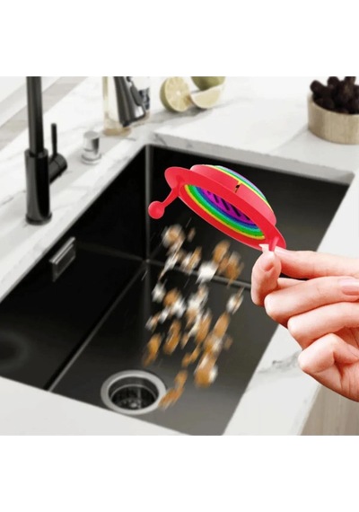 Lavabo Süzgeci Renkli 6 Kademeli Mutfak Gider Tıpası Lavabo Süzgeci Plastik Diğer