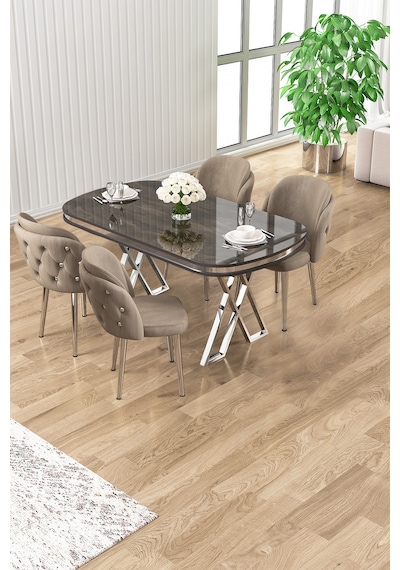 Canisa Zae Serisi 90x168 Lak Panel Antrasit Ironi Krom Ayak Masa Takımı 4 Cappucino Sandalye Antrasit İroni Masa Capucino Sandalye Ayaklar Krom Canisa Zae Serisi 90x168 Lak Panel Antrasit Ironi Krom Ayak Masa Takımı 4 Cappucino Sandalye Antrasit İroni Masa Capucino Sandalye Ayaklar Krom
