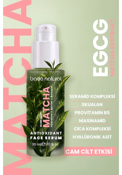Bade Natural Matcha Cam Cilt Glass Skin Yoğun Nemlendirici Yüz Serumu 30 Ml