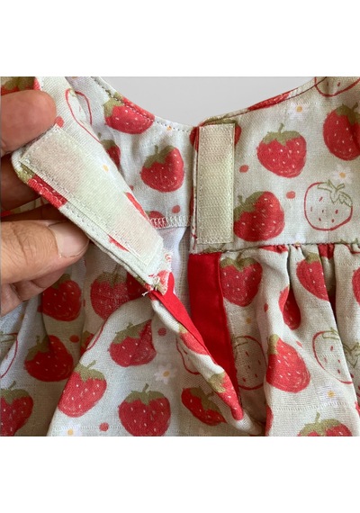 Bebe Organik Muslin Bebek Tulumu Kırmızı - Ekru
