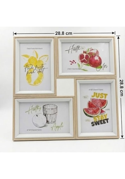 4'lü Modern Duvar Çerçeve Seti 28.8 Cm X 28.8 Cm, 10x15 Cm Fotoğraf Uyumlu, Dekoratif Şık Tasarım Bej Açık Bej