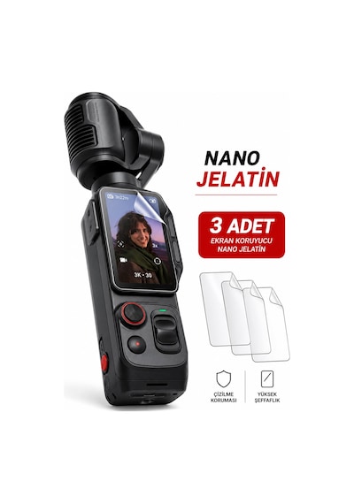 Insta360 Luna Ultra Uyumlu 3 Adet Şeffaf Ekran Koruyucu Nano Jelatin