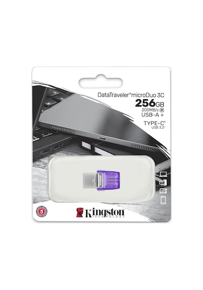 Kingston Data Traveler MicroDuo 3C DTDUO3CG3/256GB 256 GB USB 3.2 Gen 1 Flash Bellek