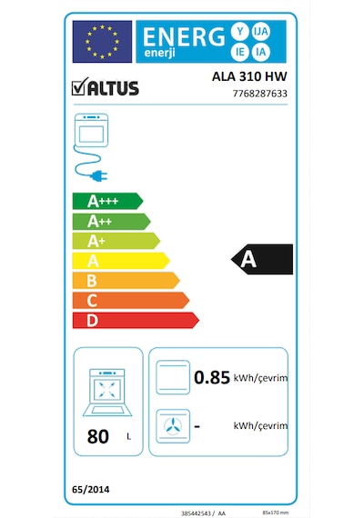 Altus ALA 310HW 65 L Ankastre Fırın Beyaz