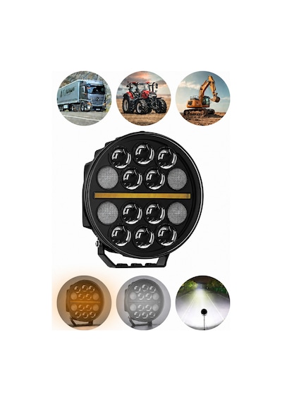 Tır Kamyon İş Makinesi 9 İnç Led Sis Farı Angel Halka Metal Döküm Kasa 100 W Çalışma Lambası 12-24v