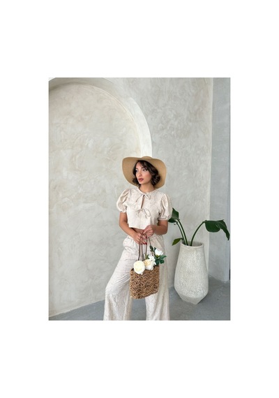 Verymoda Nakışlı Önden Baglamalı Bluz D2790 Taş