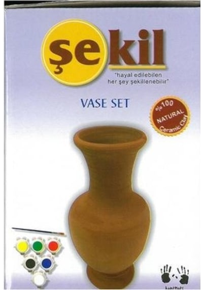 Şekil Vazo Boyama Seti - Resim Ve Fırça Dahil