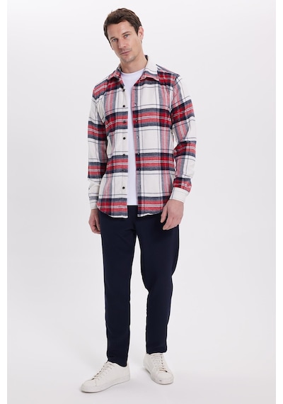 Tudors Erkek Slim Fit Dar Kesim Kareli Kışlık Oduncu Gömlek-42097 Çok Renkli