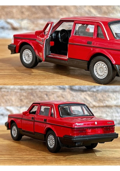 Volvo 240 Gl Çek Bırak Die - Cast Metal Model Araba - Kırmızı 11.5 Cm