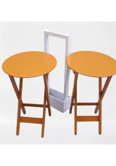 Çanta Zigon Sehpa Oval Model İkili Takım Ahşap Mdf Hardal Renk Uyumu El Yapımı
