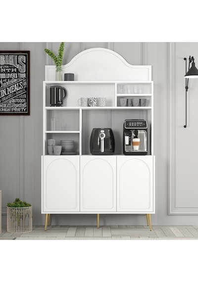 Lyon Kahve Köşesi 120cm - Beyaz / Altın