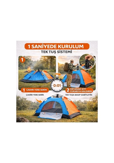 Buffer 8 Kişilik Otomatik Kurulum Kamp Çadırı Outdoor , Suya Dayanıklı Hızlı Kurulum Piknik Ve Do Yeşil