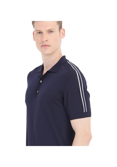 Ramsey Lacivert Polo Yaka Düz Örgü Triko