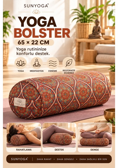 Yoga Bolster 65x22 Cm Silindir Meditasyon Minderi Kırpıntı Sünger Dolgulu Turuncu