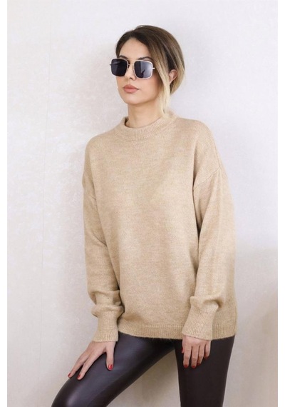 Ritnice Kadın Camel Oversize Basic Kazak - Çok Renkli