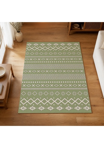 Kartela Halı Nera Halı Kaymaz Taban Makinede Yıkanabilir Halı Adaçayı Yeşili - 80 X 120 Cm