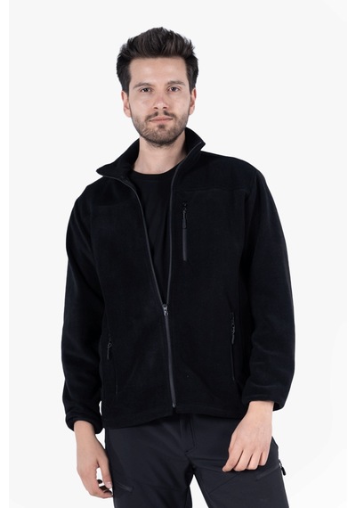 Owl Polar Ceket Tam Fermuarlı 3 Cepli Siyah