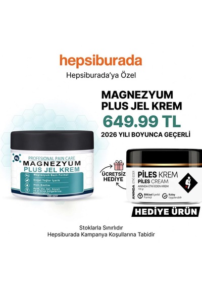 Magnezyum Plus Jel Krem 100 Ml + Piles Krem 100 Gr Hediyesiyle