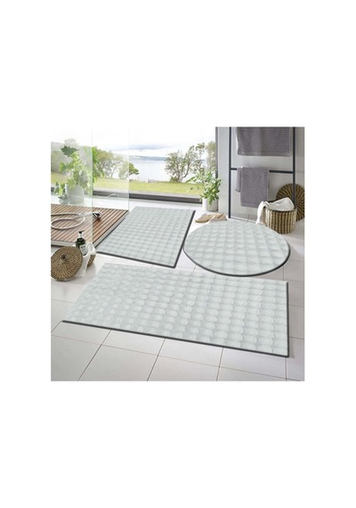 Raschel Carpet Balat Halı Kaymaz Taban Yıkanabilir Bubble Peluş Banyo Paspası Beyaz