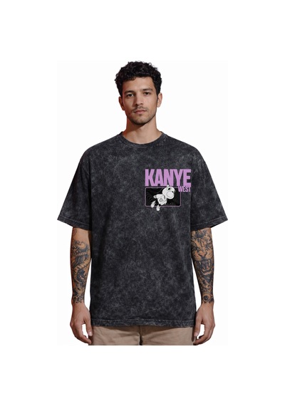 Sevbano Tasarım Kanye West Şarkıcı Rapper Sırt Baskılı Unisex Oversize Es Siyah