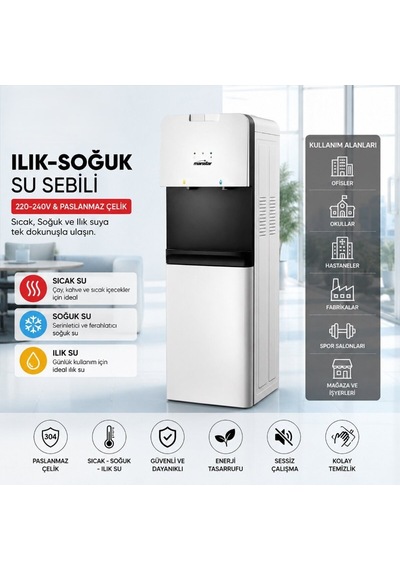 Susebili Kompresörlü Ofis Tipi Su Sebili Modern Okul Sıcaklık Ayarlı