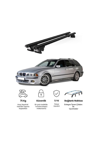Venüs Bmw 5 Series Touring E39 2000-2004 Uyumlu Siyah Ara Atkı Port Bagaj Tavan Barı