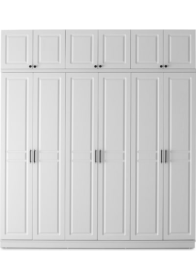 GuneyStore Sport 6 Kapaklı Komple MDF Yüklüklü Beyaz Gardırop