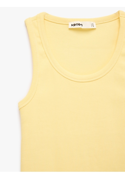Koton Pamuklu Kaşkorse Slim Fit U Yaka Fitilli Atlet Sarı 6sak10387ek
