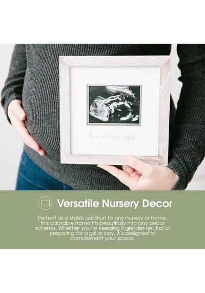 Lexroo Love At First Sight Rustic Sonogram Photo Frame, Baby Keepsake Picture Frame