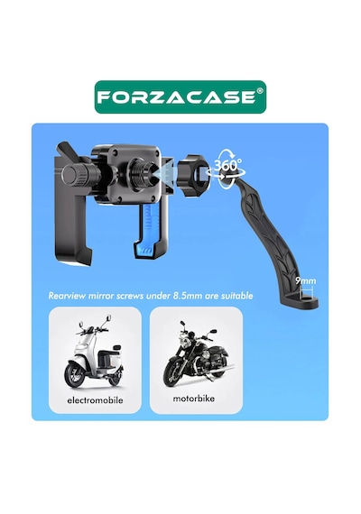Forzacase 4.7-6.7 İnç Telefonlar İle Uyumlu Bisiklet Motosiklet Ayna Montajlı Telefon Tutucu Fc1201 Siyah