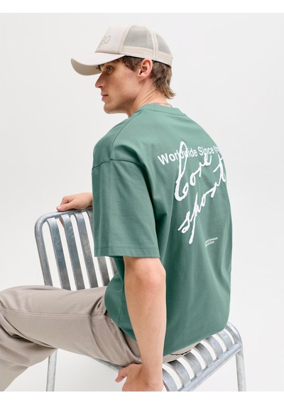 Jack & Jones Dust Script Erkek Yeşil Tişört 12292982-nac Yeşil
