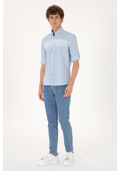 U.s. Polo Assn. Erkek Açık Mavi Gömlek Desenli 50306362-vr003 Acık Mavı