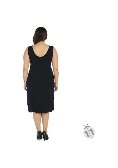 Nidya Moda Büyük Beden Krep Elbise-4065Kl Lacivert