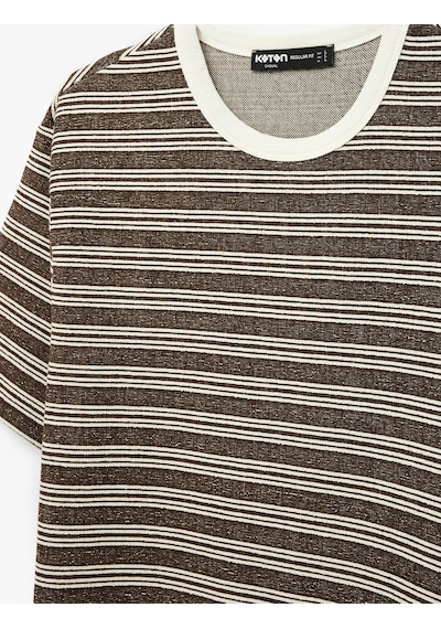 Koton Regular Fit Kısa Kollu Bisiklet Yaka Çizgili Tişört Kahverengi Çizgili 6sam10317mk Koton Regular Fit Kısa Kollu Bisiklet Yaka Çizgili Tişört Kahverengi Çizgili 6sam10317mk
